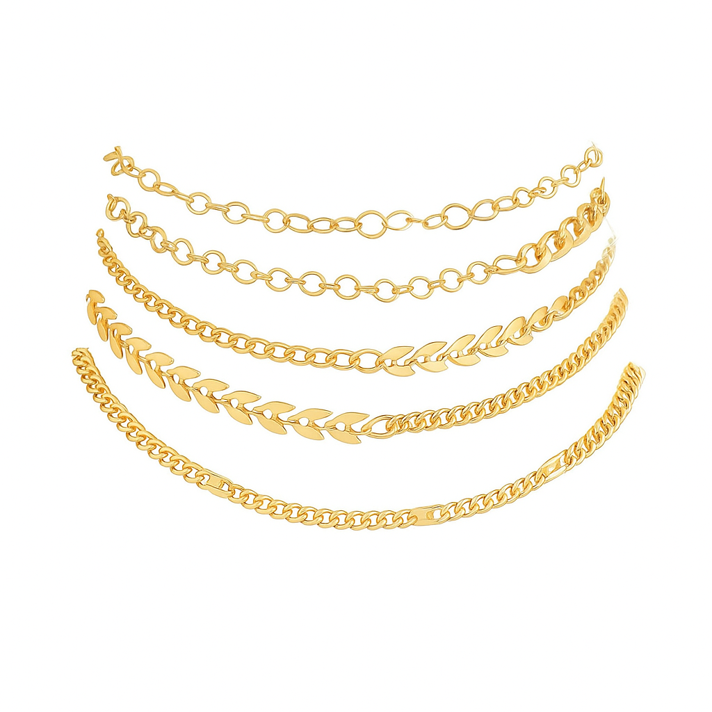 Bohemian Airplane Chain Anklet - 5Pcs