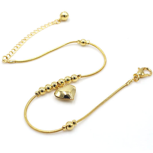 Gothic Gold Color Heart Pendant Anklet - Atlas & Oak